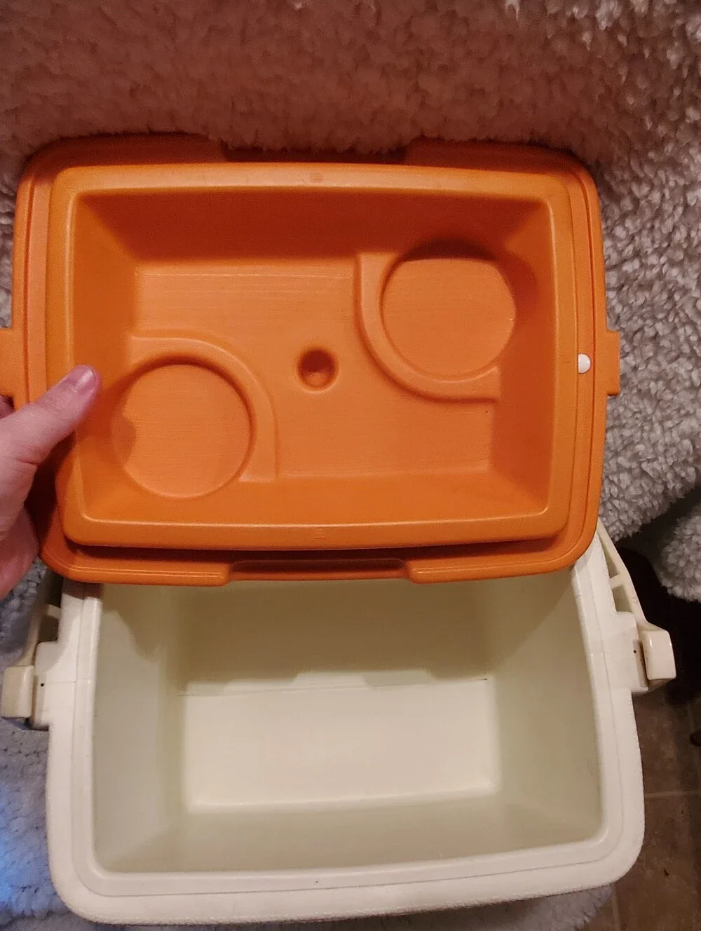 1982 Vtg Coleman Lil' Oscar #5272 Personal Mini Ice Chest Cooler Orange & White